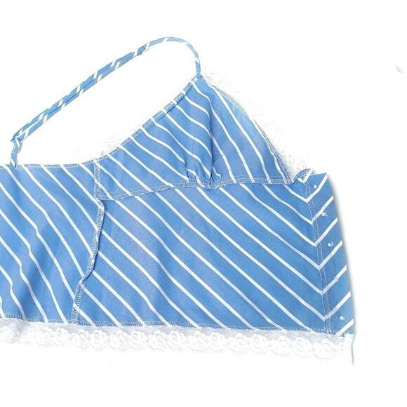 Ralph Lauren Blue White Striped Cotton Camisole Top | Lace Trim Summer Button up - Picture 4 of 16